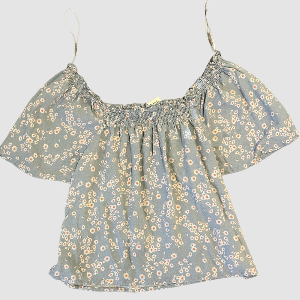 Floral and flowy blue shirt